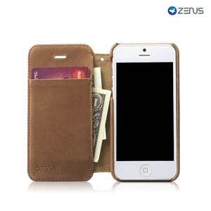 Zenus iPhone 5 / 5S Prestige Vintage Diary (W / Strap) - Vintage Brown