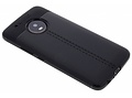 Lederen Backcover met stiksel voor Motorola Moto G5 Plus - Zwart