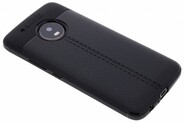 Lederen Backcover met stiksel voor Motorola Moto G5 Plus - Zwart