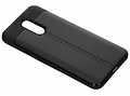 Lederen Backcover met stiksel voor LG Q7 - Zwart