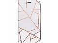 Design Hardcase Booktype voor Samsung Galaxy J3 (2017) - Grafisch Wit / Koper