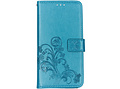 Klavertje Bloemen Booktype voor de Samsung Galaxy A80 - Turquoise