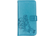 Klavertje Bloemen Booktype voor de Samsung Galaxy A80 - Turquoise