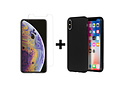 Selencia Gehard Glas Screenprotector + Color Backcover voor de iPhone Xs Max - Zwart