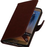 TPU estilo del libro de caja para la galaxia S6 Edge Plus G928F Brown