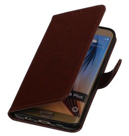 TPU-Buch-Art Fall für Galaxie S6 Edge-Plus-G928F Brown