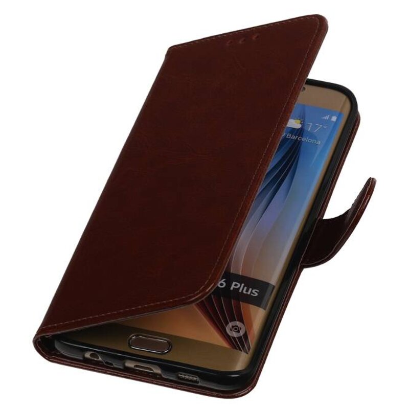 TPU Book Style Taske til Galaxy S6 Edge Plus G928F Brown
