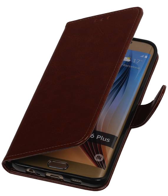 TPU estilo del libro de caja para la galaxia S6 Edge Plus G928F Brown