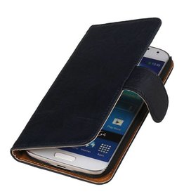 Lavato Custodia in pelle stile del libro per Huawei Ascend Y300 d.blauw