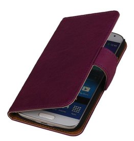 Washed Leather Bookstyle Case for Huawei Ascend Y300 Purple