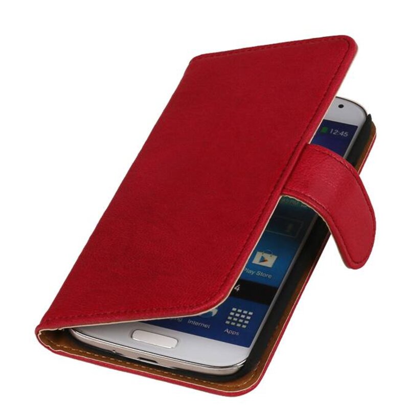 Washed Leer Bookstyle Hoes voor Huawei Ascend Y300 Roze