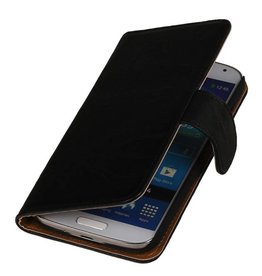 Gewaschenem Leder-Buch-Art-Fall für Sony Xperia T3 Schwarz