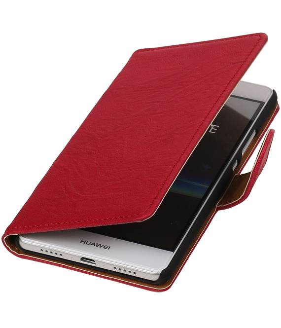 Vasket Læder Book Style Taske til HTC Desire 610 Pink