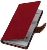 Washed Leather Bookstyle Case for Sony Xperia T3 Pink