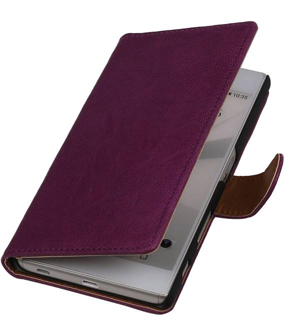 Lavato Custodia in pelle stile del libro per Sony Xperia T3 Viola