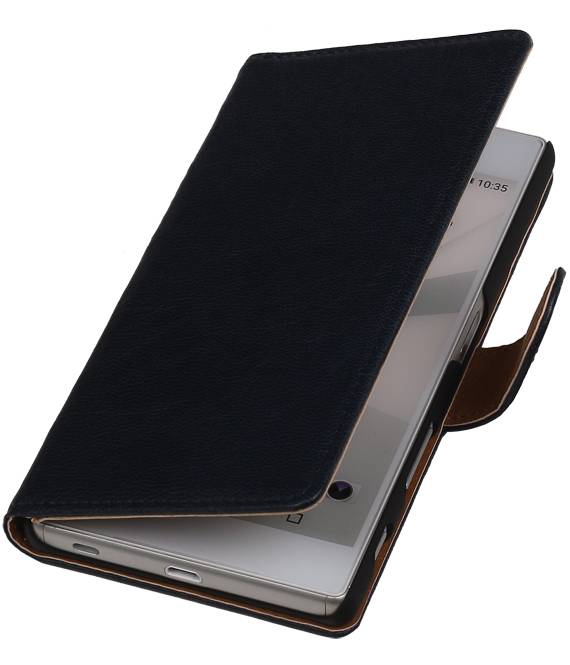 Case Lavé livre en cuir de style pour Sony Xperia T3 Bleu foncé