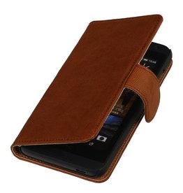 Gewaschenem Leder-Buch-Art-Fall für HTC One Mini M4 Brown