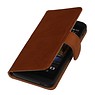 Lavato Custodia in pelle stile del libro per HTC One Mini M4 Brown