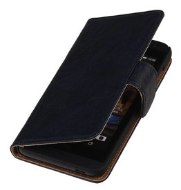 Vasket Læder Book Style Taske til Nokia Lumia 620 d.blauw