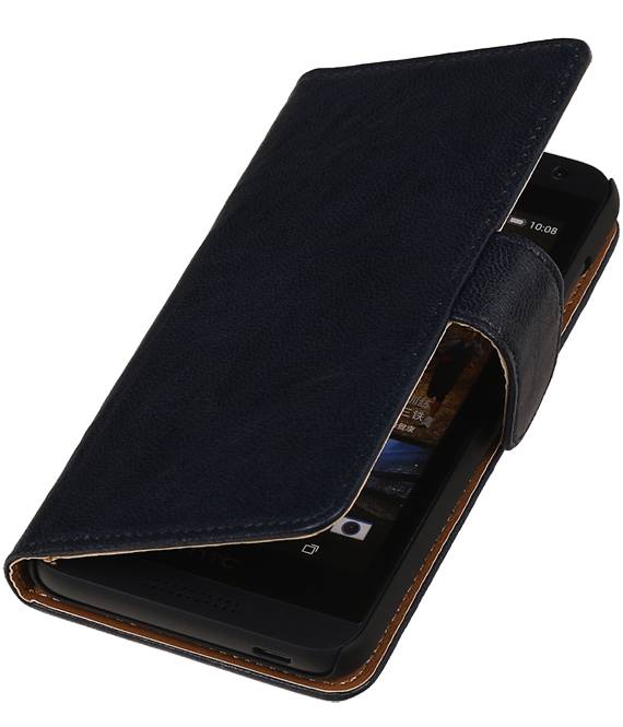 Vasket Læder Book Style Taske til Nokia Lumia 620 d.blauw