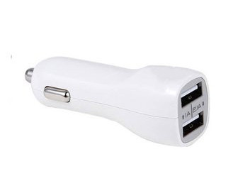 Móvil 2 de la manera Mini USB cargador de coche 2Port 2.1 A White