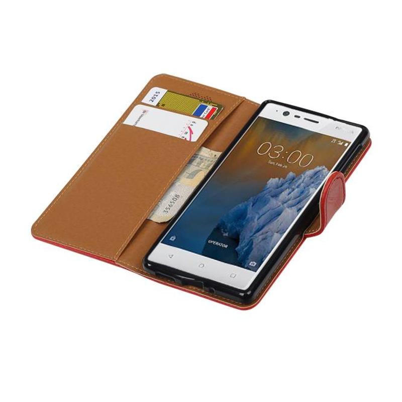 Pull-up Case Style Libro per Nokia 3rd Red