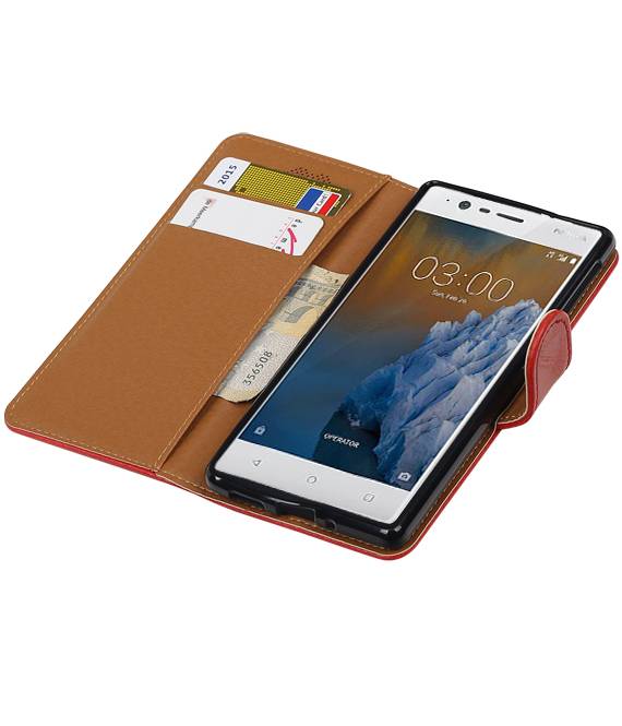 Pull-up Case Style Libro per Nokia 3rd Red