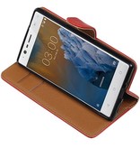 Pull-UP Bookstyle Hoes voor Nokia 3 Rood