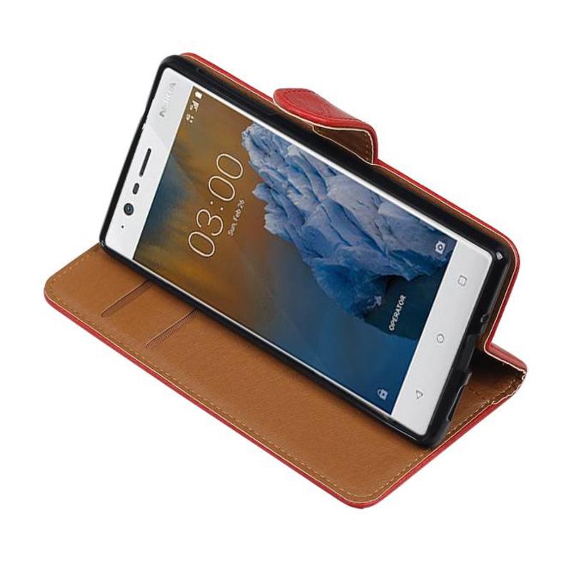Pull-UP Bookstyle Case for Nokia 3 Red