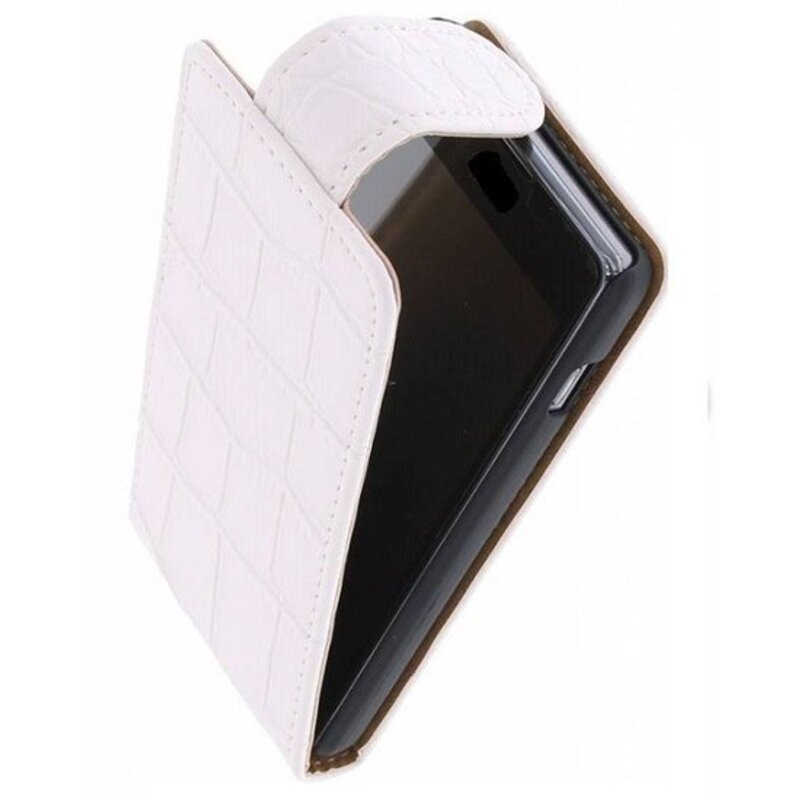 Croco Classic Flip Hoes voor Galaxy S5 G900F Wit