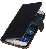 Vasket Læder Book Style Taske til Galaxy Note 2 N7100 d.blauw