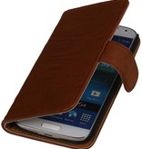 Washed Leer Bookstyle Hoes voor Galaxy Note 2 N7100 Bruin