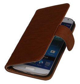 Vasket Læder Book Style Taske til Galaxy Note 2 N7100 Brown