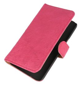 Vasket Læder Book Style Taske til Galaxy J1 J100F Pink