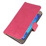 Vasket Læder Book Style Taske til Galaxy J5 J500F Pink