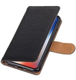 Case Lavé livre en cuir de style pour iPhone X Noir