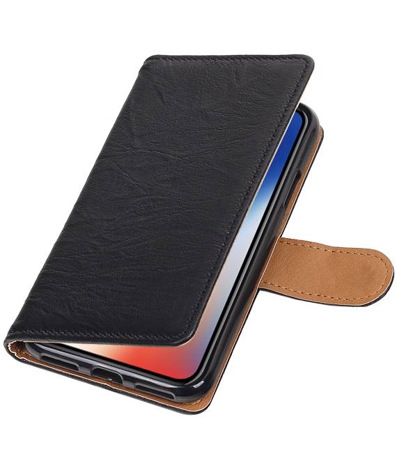 Case Lavé livre en cuir de style pour iPhone X Noir