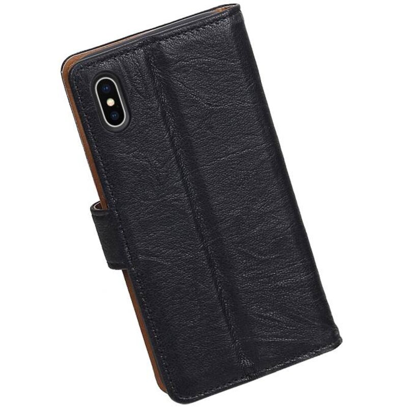 Washed Leer Bookstyle Hoes voor iPhone X Zwart
