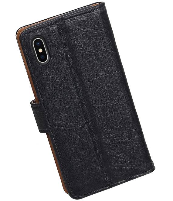 Case Lavé livre en cuir de style pour iPhone X Noir