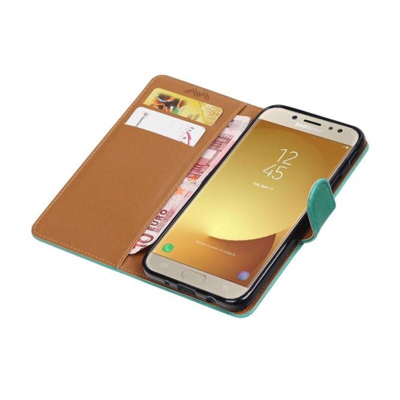 Pull Up in pelle TPU PU libro Galaxy J7 Style Pro Verde