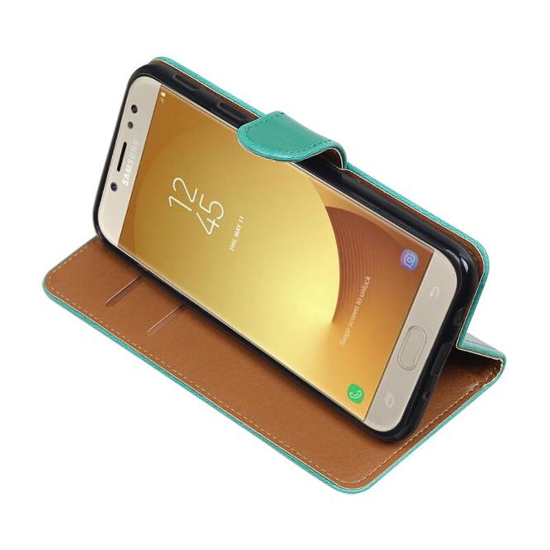 Pull Up TPU PU Leather Bookstyle for Galaxy J7 Pro Green