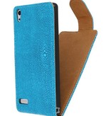 Diable Classic Case Flip pour Huawei Ascend P6 Turquoise