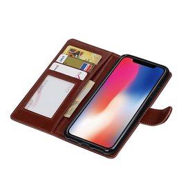 iPhone X Portemonnee hoesje booktype wallet case Bruin