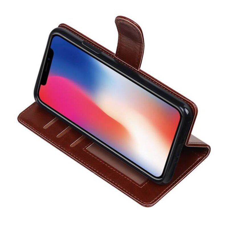 Caja de la carpeta X iPhone caso Booktype Carpeta de Brown