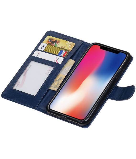 X iPhone Wallet Case booktype tegnebog tilfælde DarkBlue