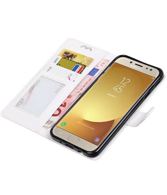 Galaxy J7 2017 caja de la carpeta caso de libros cartera blanca