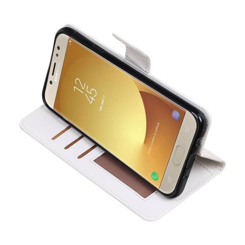 Galaxy J7 2017 Wallet tilfælde bog typen tegnebog sag Hvid