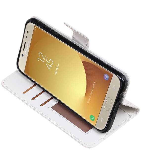 Galaxy J7 2017 caja de la carpeta caso de libros cartera blanca