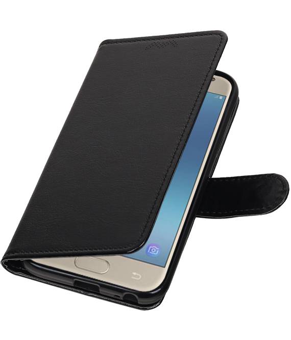 Galaxy J3 2017 Wallet tilfælde booktype Sort tegnebog sag