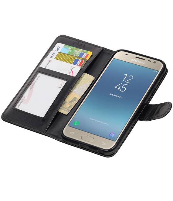 Galaxy J3 2017 Portemonnee hoesje booktype wallet case Zwart